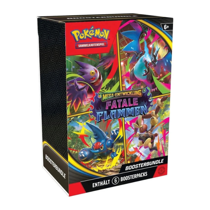 Pokémon Mega-Entwicklung Fatale Flammen Boosterbundle mit 6 Sammelkarten Boosterpackungen